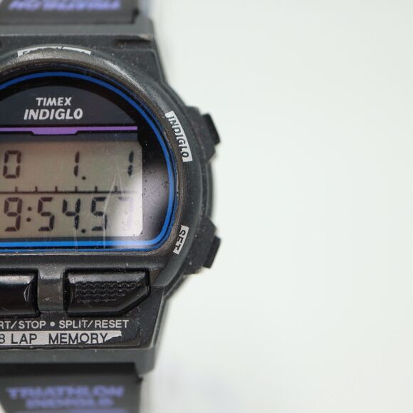 Vintage Timex Ironman Triathlon Indiglo Watch Women 33mm Black Blue 1996 Working - Picture 7 of 16